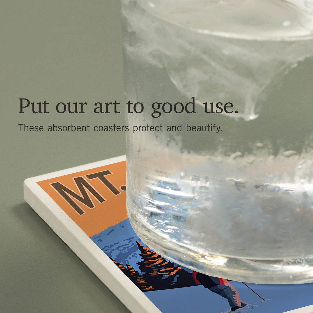 Oregon, Mt. Bachelor and Skier, Coasters Coasters Lantern Press