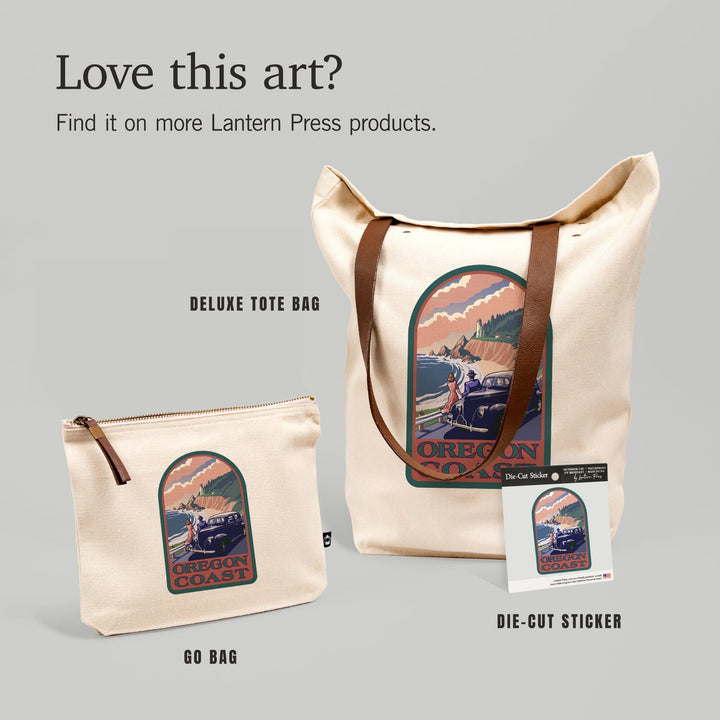 Oregon, Oregon Coast, Lighthouse View, Contour, Vinyl Sticker Sticker Lantern Press