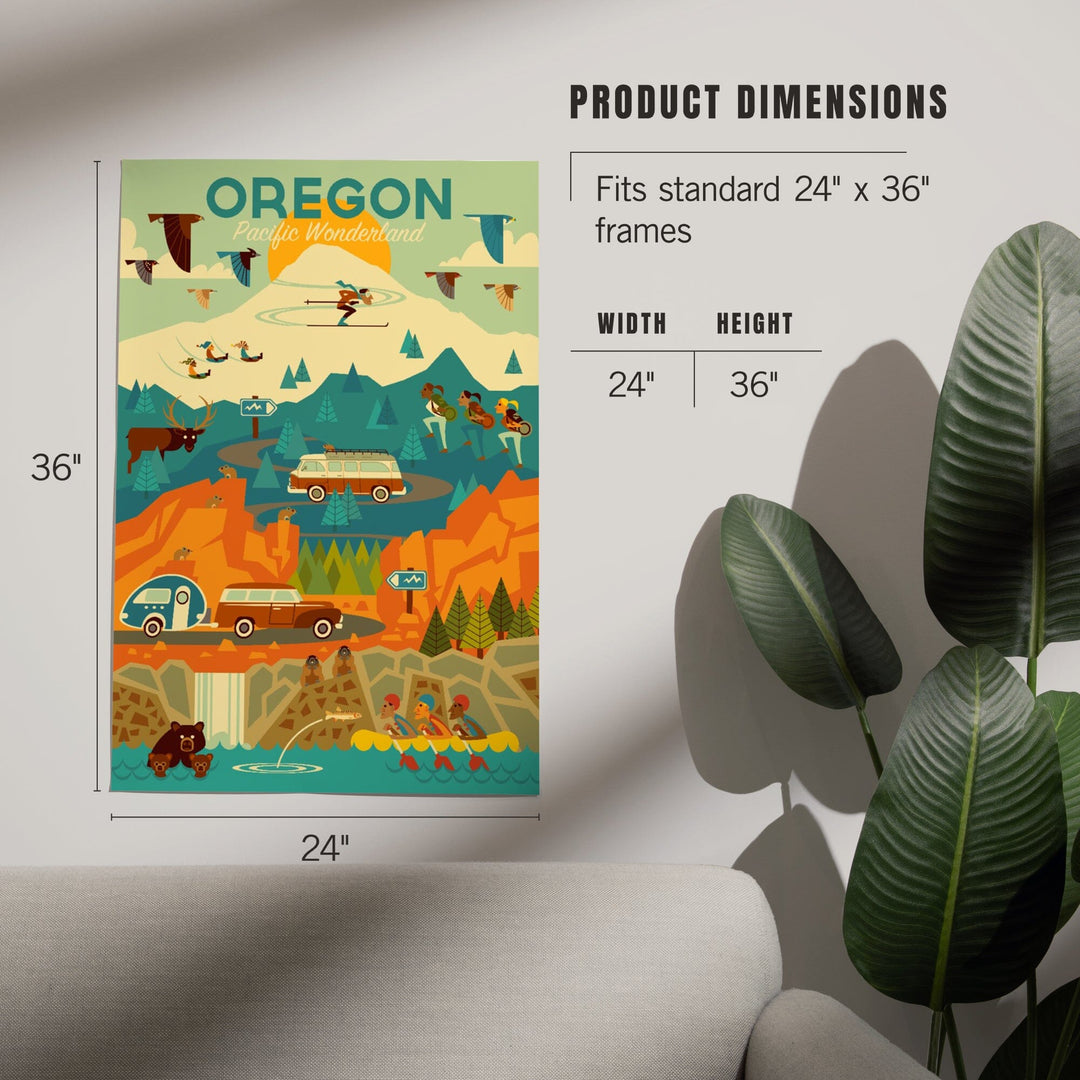 Oregon, Pacific Wonderland, Geometric, Art & Giclee Prints Art Lantern Press