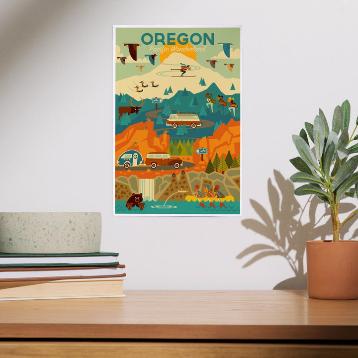 Oregon, Pacific Wonderland, Geometric, Art & Giclee Prints Art Lantern Press