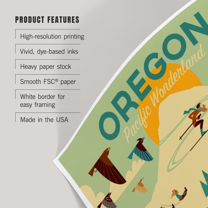 Oregon, Pacific Wonderland, Geometric, Art & Giclee Prints Art Lantern Press