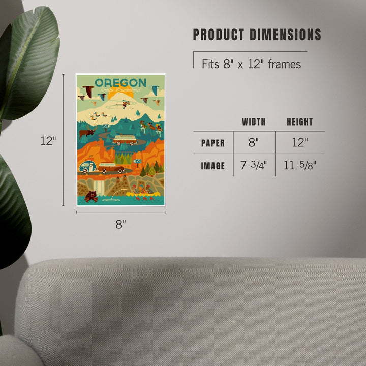 Oregon, Pacific Wonderland, Geometric, Art & Giclee Prints Art Lantern Press