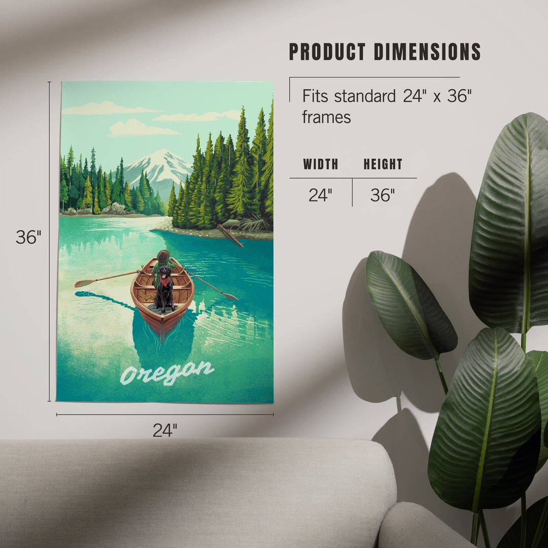 Oregon, Quiet Explorer, Boating, Mountain, Art & Giclee Prints Art Lantern Press