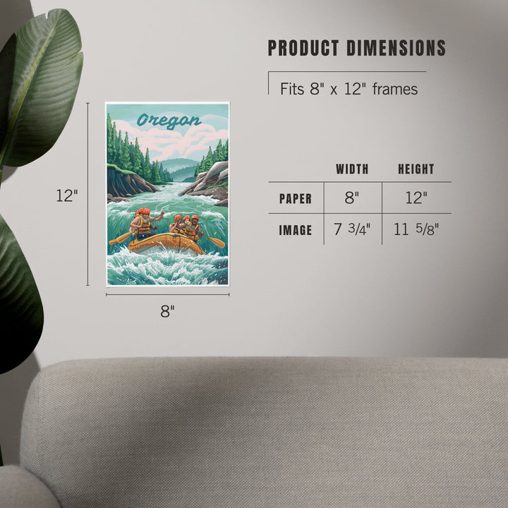 Oregon, Seek Adventure, River Rafting Art Lantern Press