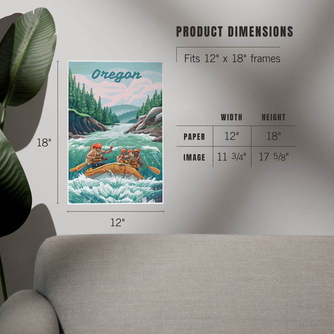 Oregon, Seek Adventure, River Rafting Art Lantern Press