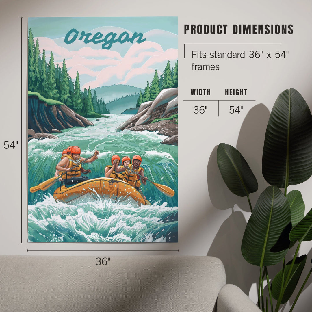 Oregon, Seek Adventure, River Rafting Art Lantern Press