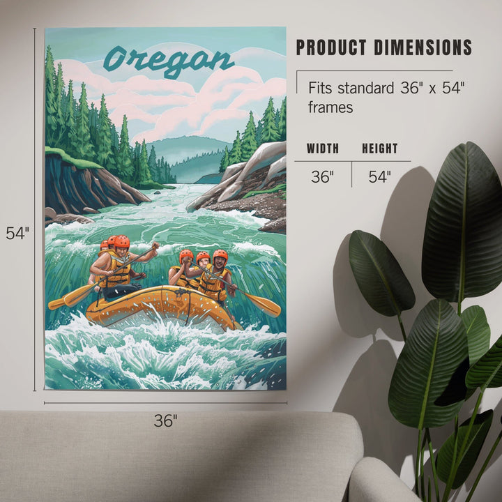 Oregon, Seek Adventure, River Rafting Art Lantern Press