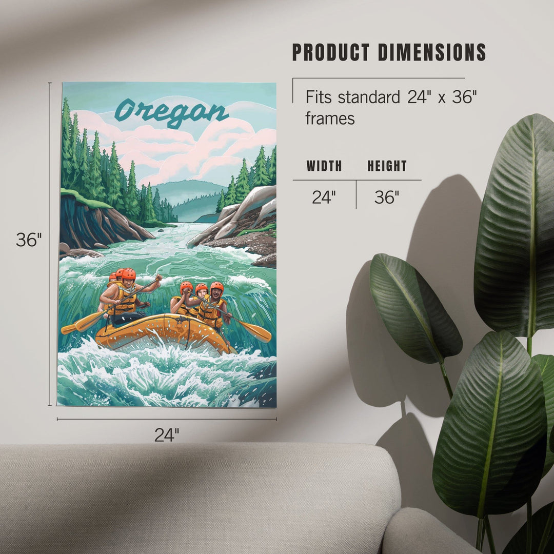Oregon, Seek Adventure, River Rafting Art Lantern Press