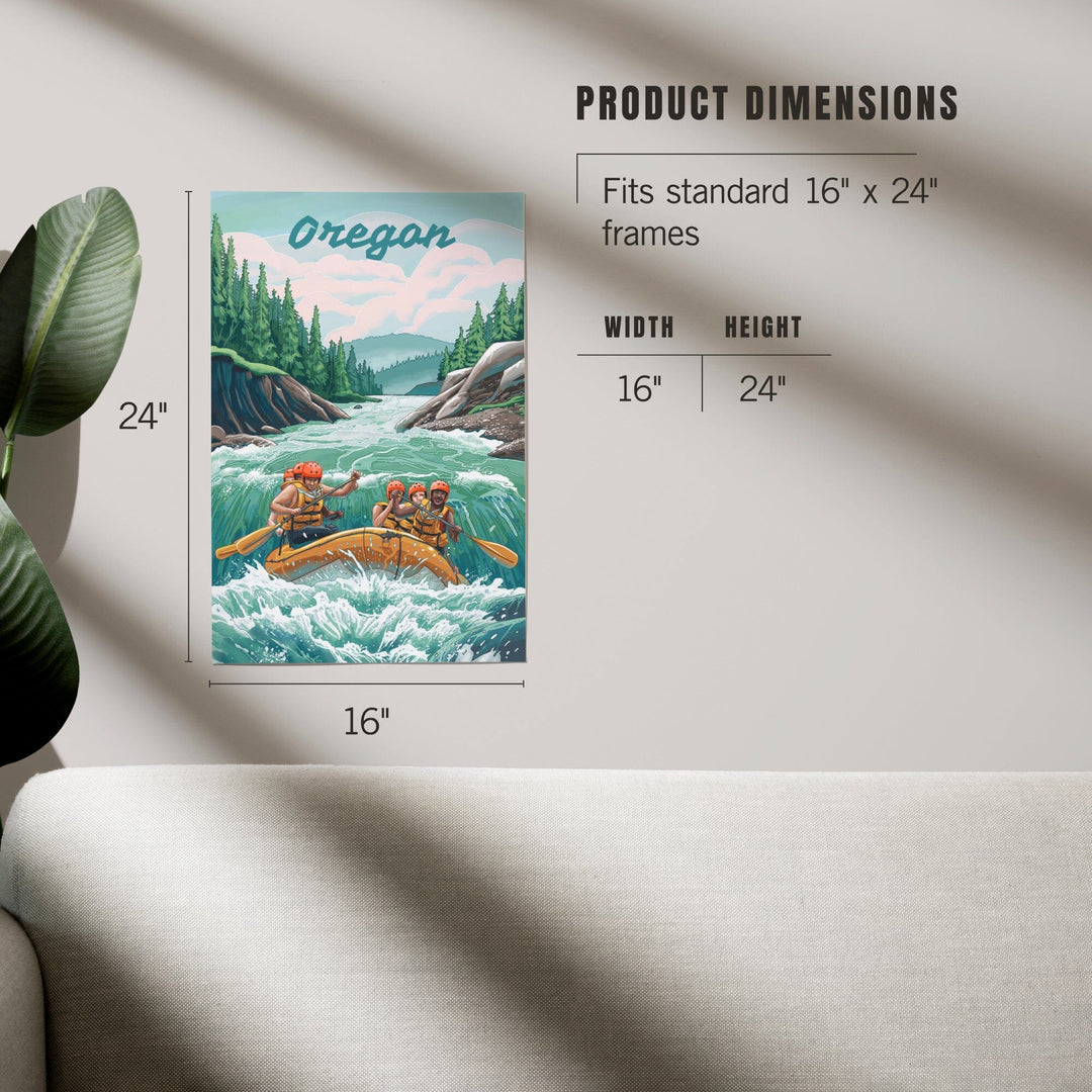 Oregon, Seek Adventure, River Rafting Art Lantern Press