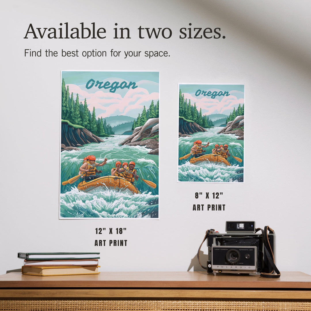Oregon, Seek Adventure, River Rafting Art Lantern Press