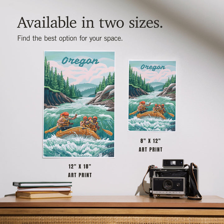 Oregon, Seek Adventure, River Rafting Art Lantern Press