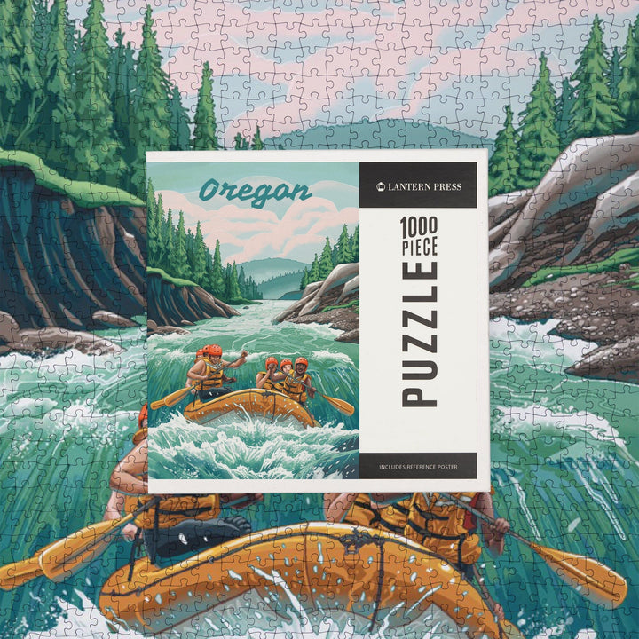 Oregon, Seek Adventure, River Rafting, Jigsaw Puzzle Puzzle Lantern Press