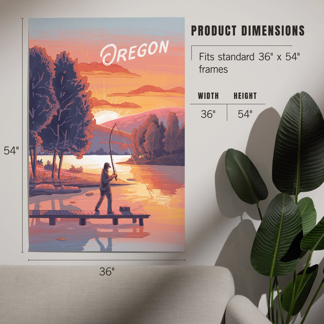 Oregon, This is Living, Fishing with Hills Art Lantern Press