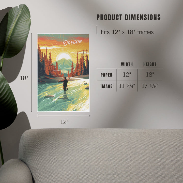 Oregon, This is Living, Fishing with Mountain, Art & Giclee Prints Art Lantern Press