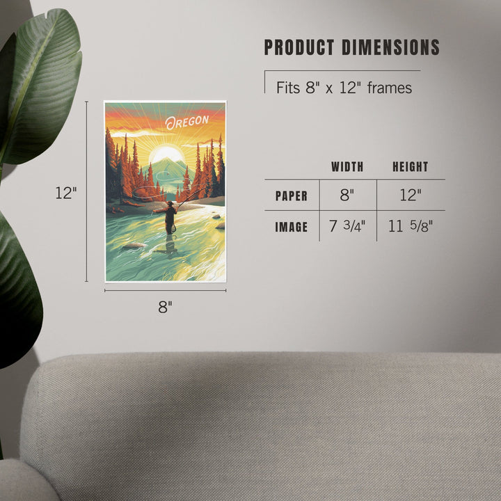 Oregon, This is Living, Fishing with Mountain, Art & Giclee Prints Art Lantern Press