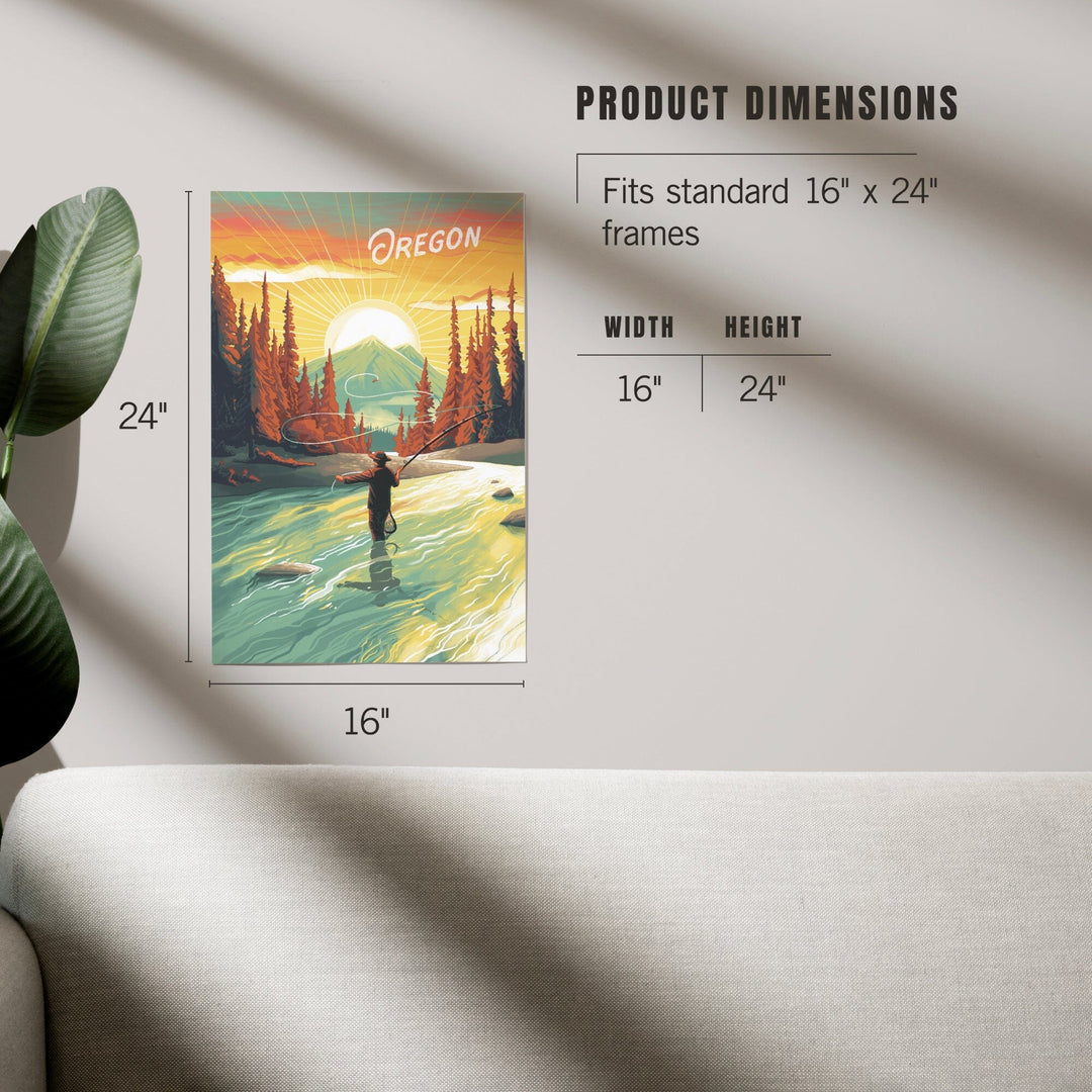 Oregon, This is Living, Fishing with Mountain, Art & Giclee Prints Art Lantern Press