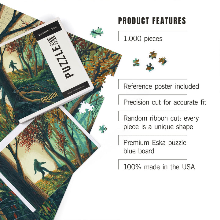 Oregon, Wanderer, Bigfoot in Forest, Jigsaw Puzzle Puzzle Lantern Press