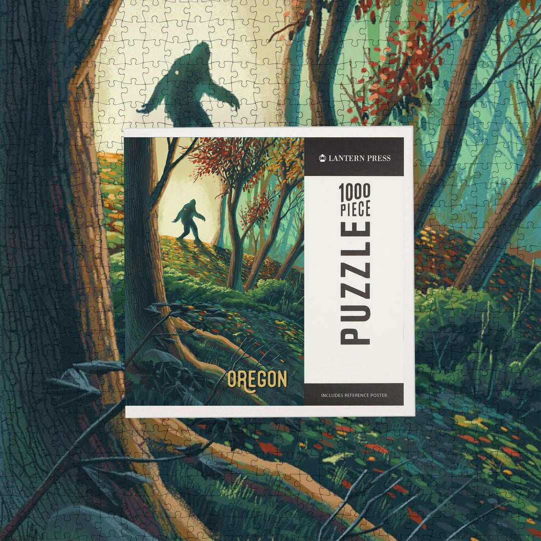 Oregon, Wanderer, Bigfoot in Forest, Jigsaw Puzzle Puzzle Lantern Press