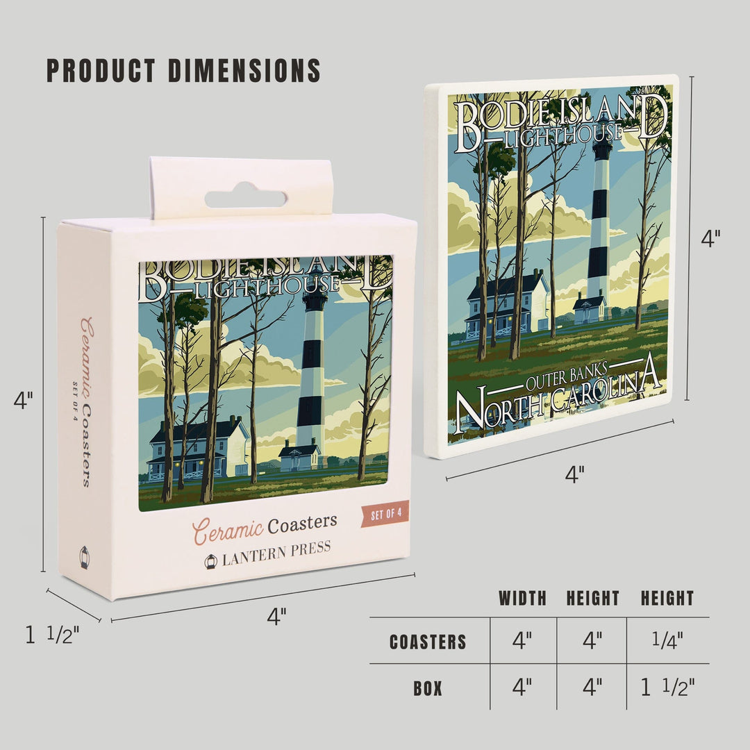 Outer Banks, North Carolina, Bodie Island Lighthouse, Coasters Coasters Lantern Press
