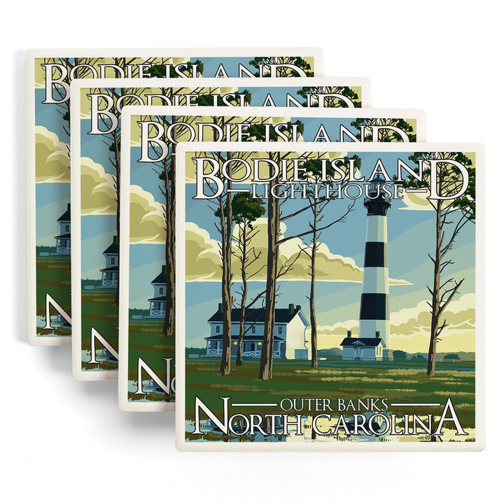 Outer Banks, North Carolina, Bodie Island Lighthouse, Coasters Coasters Lantern Press