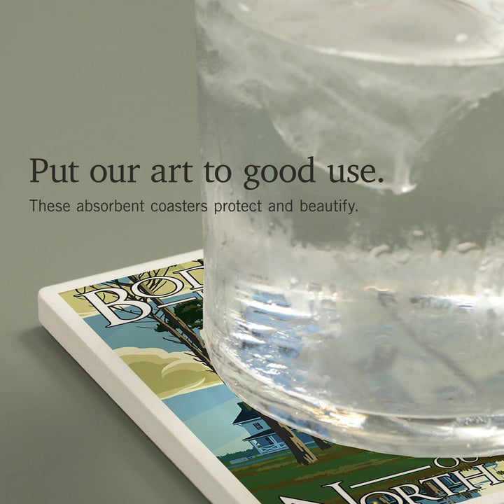 Outer Banks, North Carolina, Bodie Island Lighthouse, Coasters Coasters Lantern Press