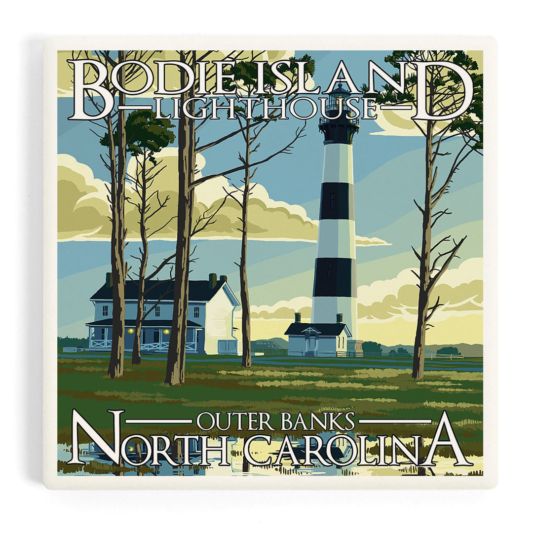 Outer Banks, North Carolina, Bodie Island Lighthouse, Coasters Coasters Lantern Press Coaster