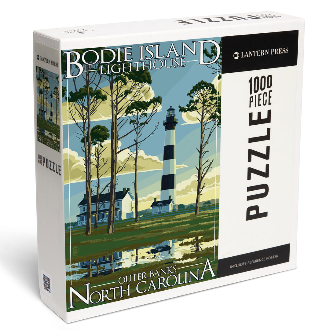 Outer Banks, North Carolina, Bodie Island Lighthouse, Jigsaw Puzzle Puzzle Lantern Press
