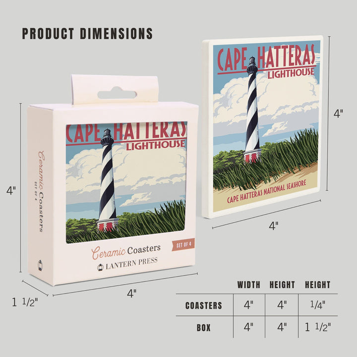 Outer Banks, North Carolina, Cape Hatteras Lighthouse, Coasters Coasters Lantern Press