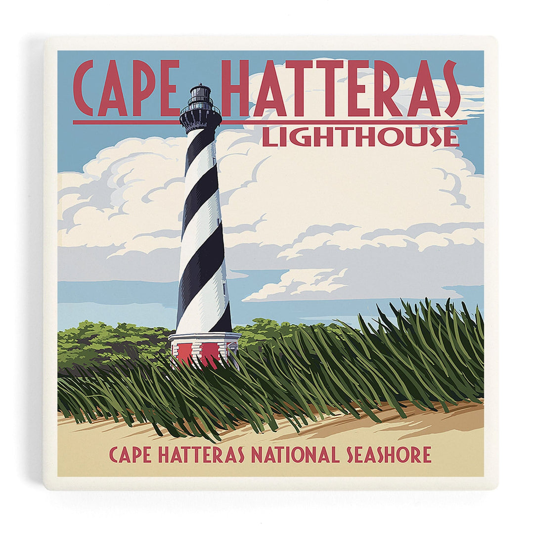 Outer Banks, North Carolina, Cape Hatteras Lighthouse, Coasters Coasters Lantern Press Coaster