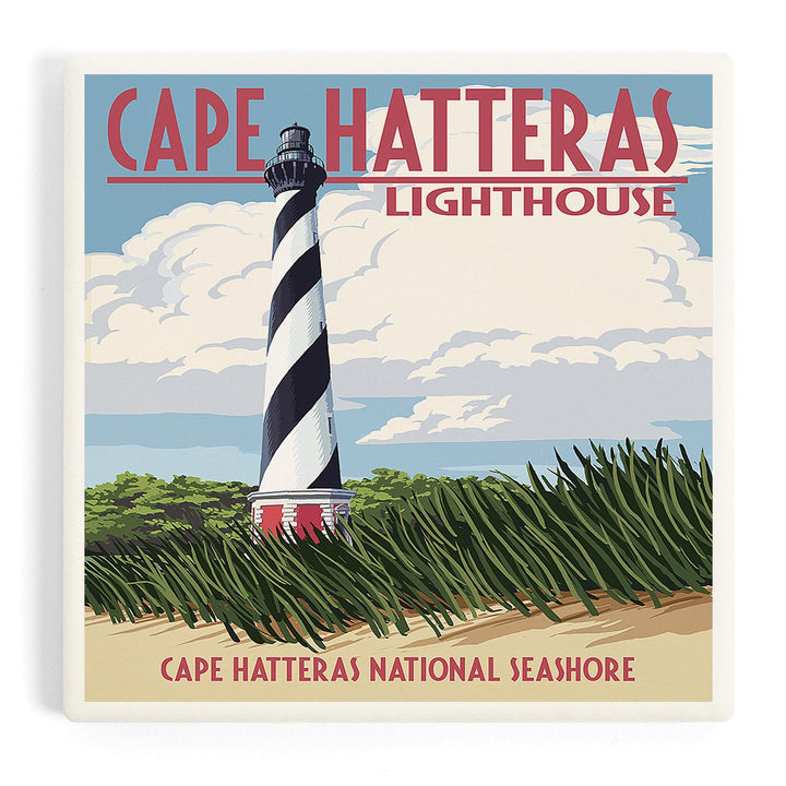 Outer Banks, North Carolina, Cape Hatteras Lighthouse, Coasters Coasters Lantern Press Coaster