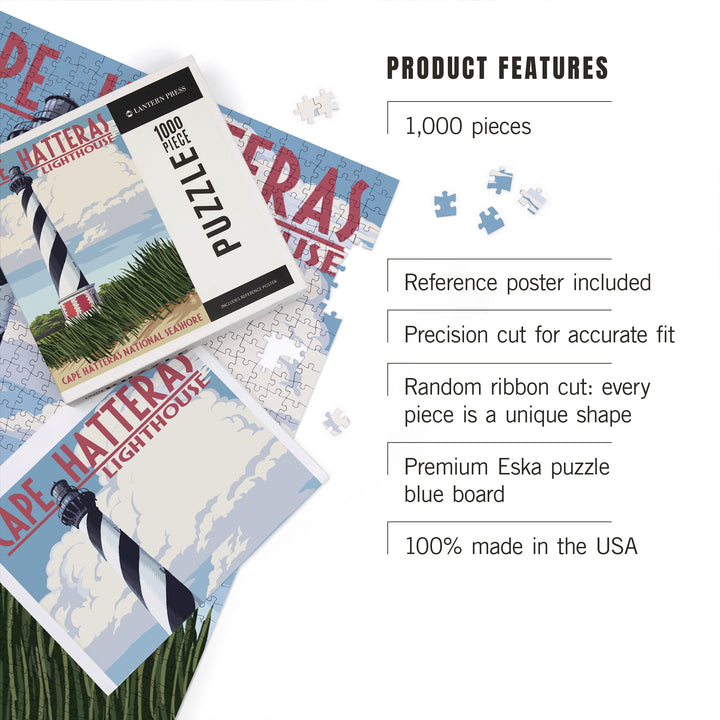 Outer Banks, North Carolina, Cape Hatteras Lighthouse, Jigsaw Puzzle Puzzle Lantern Press