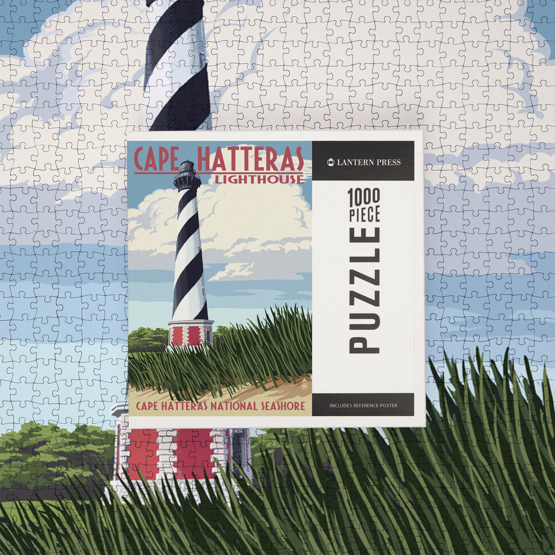 Outer Banks, North Carolina, Cape Hatteras Lighthouse, Jigsaw Puzzle Puzzle Lantern Press