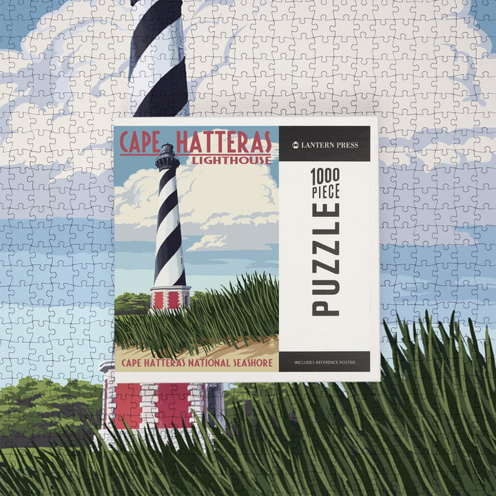 Outer Banks, North Carolina, Cape Hatteras Lighthouse, Jigsaw Puzzle Puzzle Lantern Press