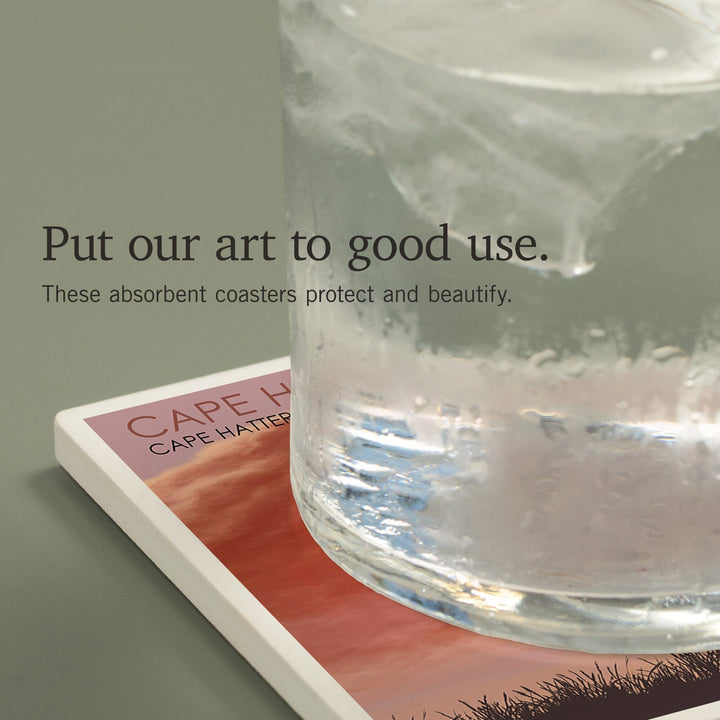 Outer Banks, North Carolina, Cape Hatteras Lighthouse, Sunrise, Coasters Coasters Lantern Press