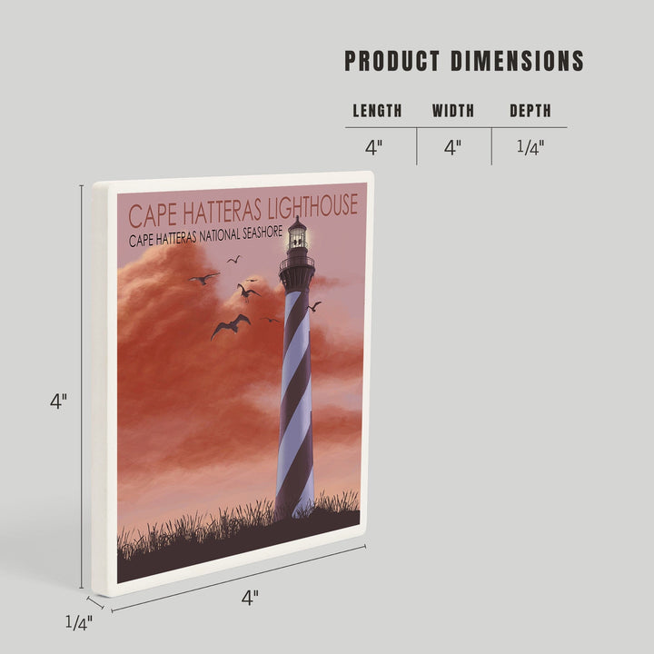 Outer Banks, North Carolina, Cape Hatteras Lighthouse, Sunrise, Coasters Coasters Lantern Press