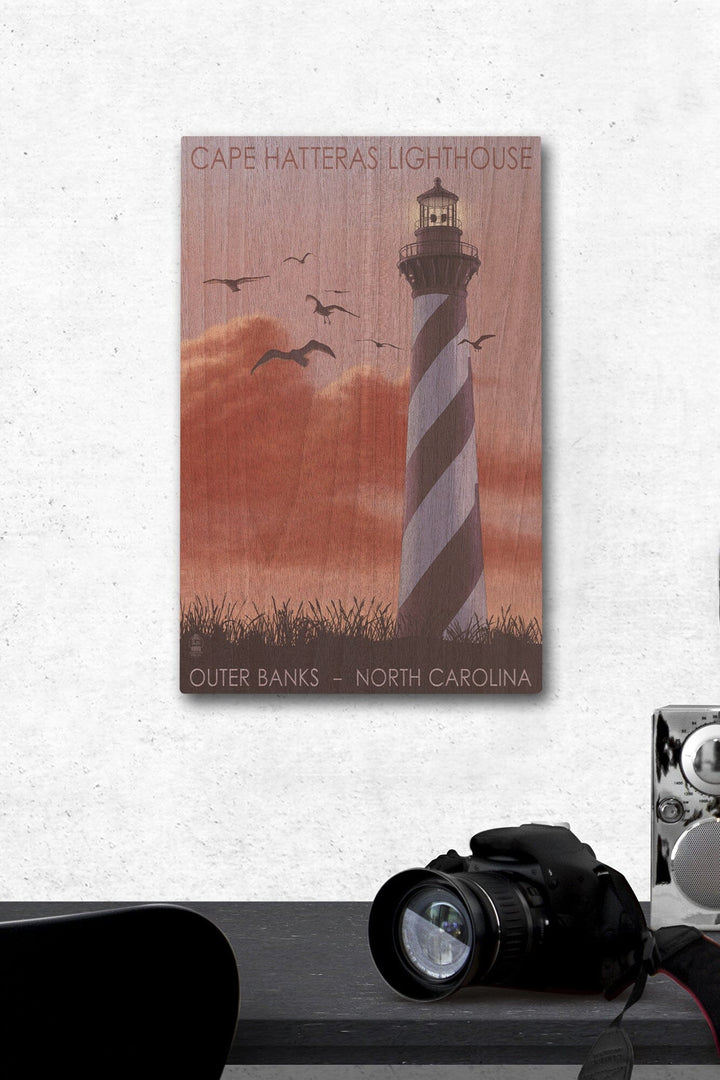 Outer Banks, North Carolina, Cape Hatteras Lighthouse, Sunrise, Lantern Press Artwork, Wood Signs and Postcards Wood Lantern Press 12 x 18 Wood Gallery Print