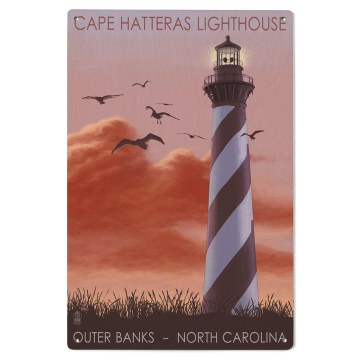 Outer Banks, North Carolina, Cape Hatteras Lighthouse, Sunrise, Lantern Press Artwork, Wood Signs and Postcards Wood Lantern Press