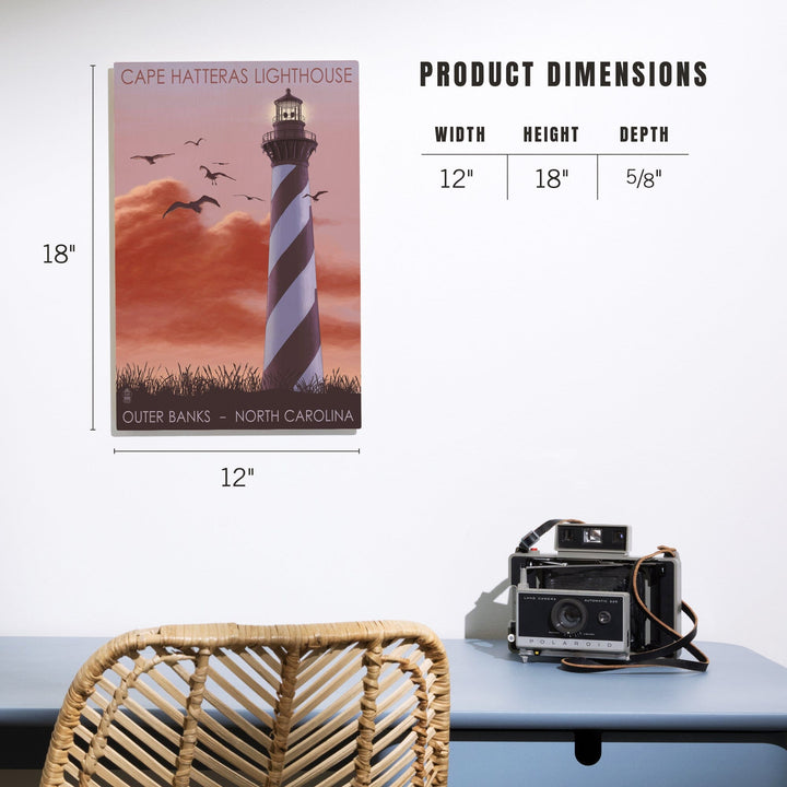 Outer Banks, North Carolina, Cape Hatteras Lighthouse, Sunrise, Lantern Press Artwork, Wood Signs and Postcards Wood Lantern Press
