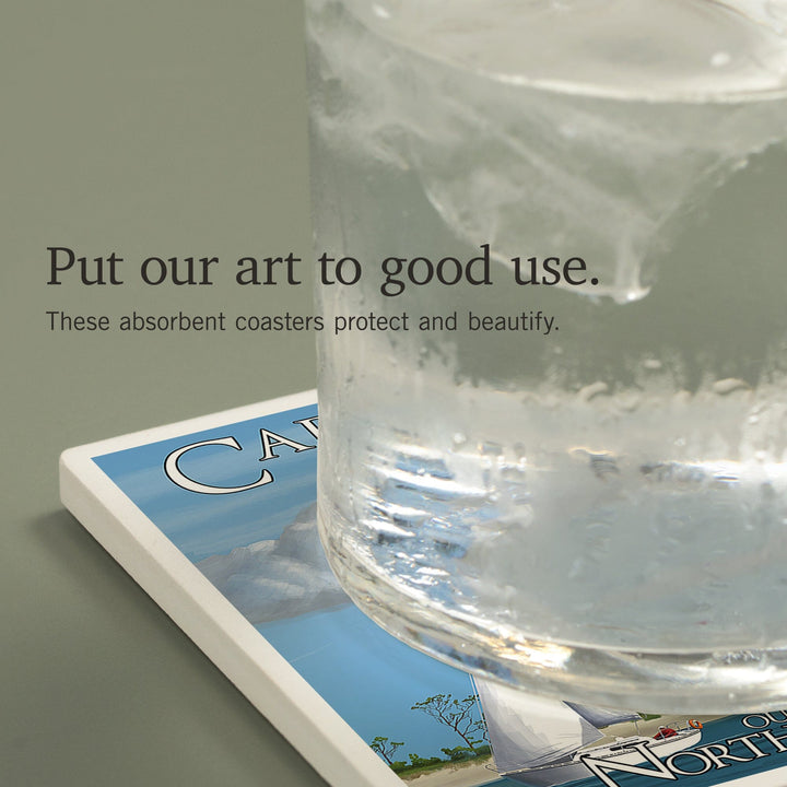 Outer Banks, North Carolina, Cape Lookout Lighthouse, Coasters Coasters Lantern Press