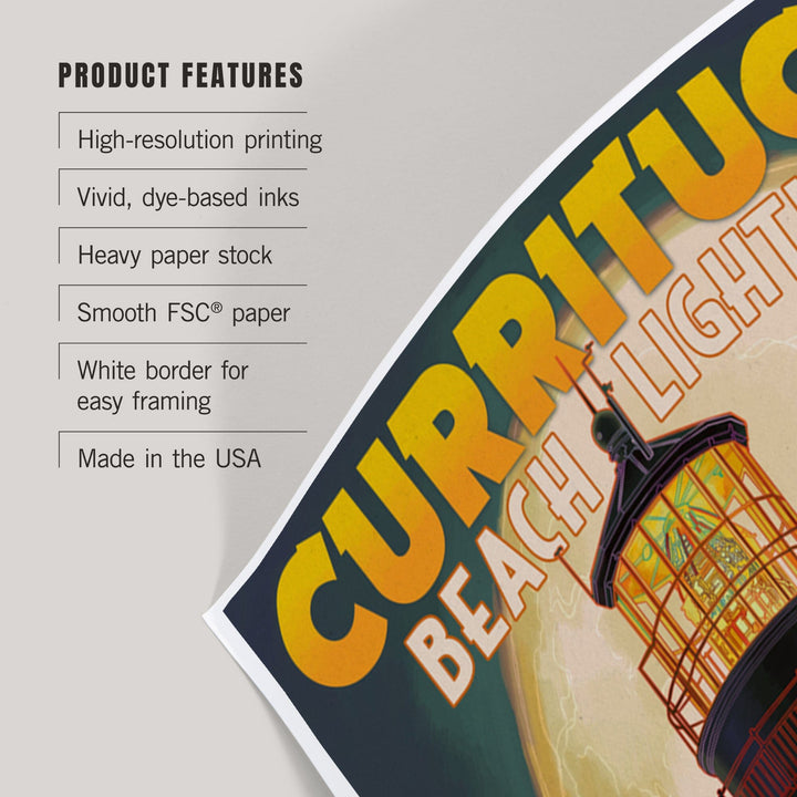 Outer Banks, North Carolina, Currituck Beach Lighthouse and Moon, Art & Giclee Prints Art Lantern Press