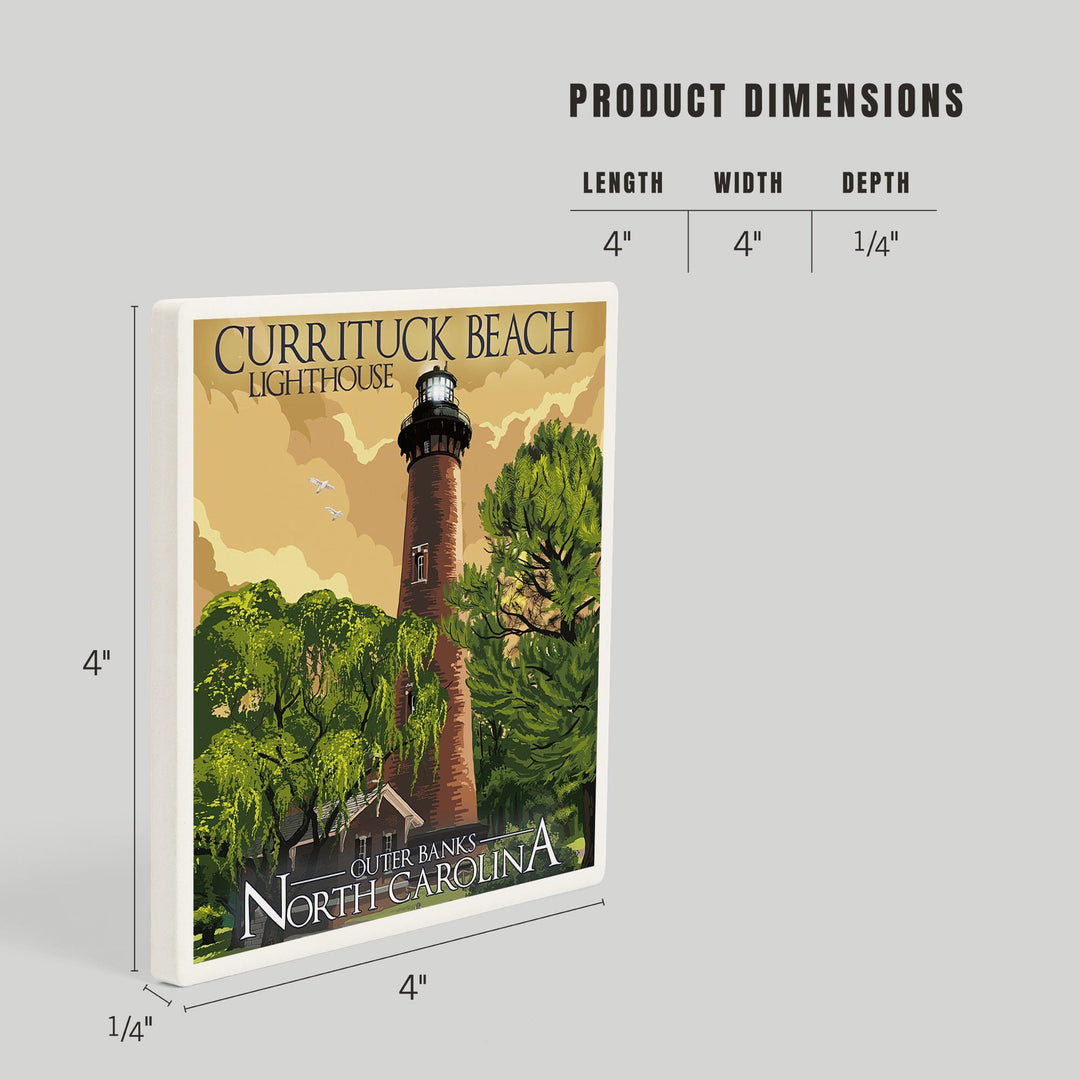 Outer Banks, North Carolina, Currituck Beach Lighthouse, Coasters Coasters Lantern Press