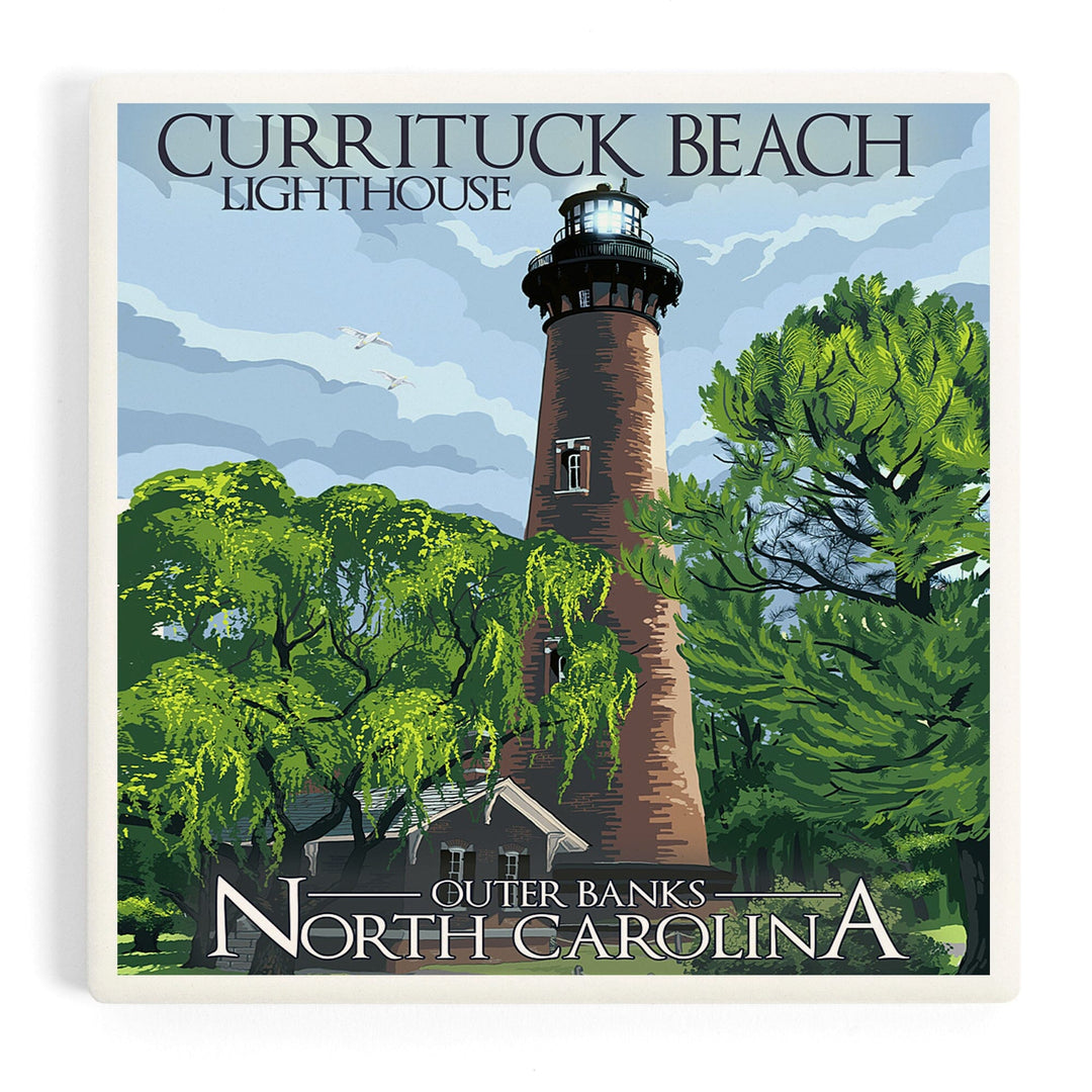 Outer Banks, North Carolina, Currituck Beach Lighthouse Day Scene, Coasters Coasters Lantern Press
