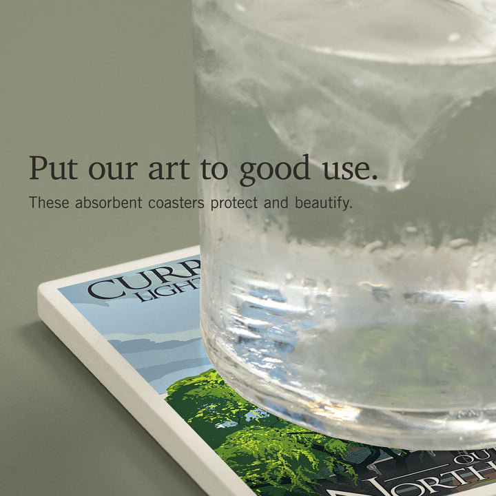 Outer Banks, North Carolina, Currituck Beach Lighthouse Day Scene, Coasters Coasters Lantern Press