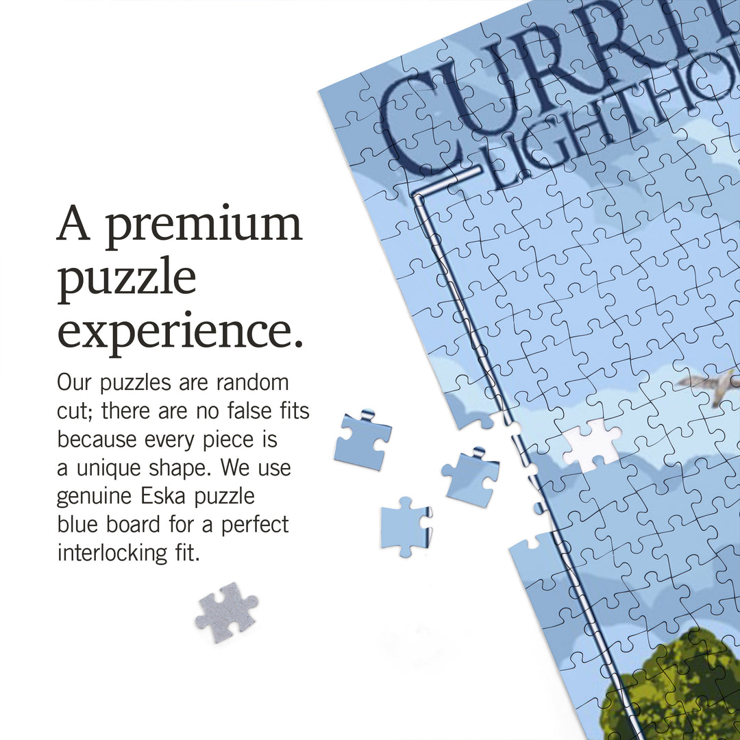 Outer Banks, North Carolina, Currituck Beach Lighthouse Day Scene, Jigsaw Puzzle Puzzle Lantern Press