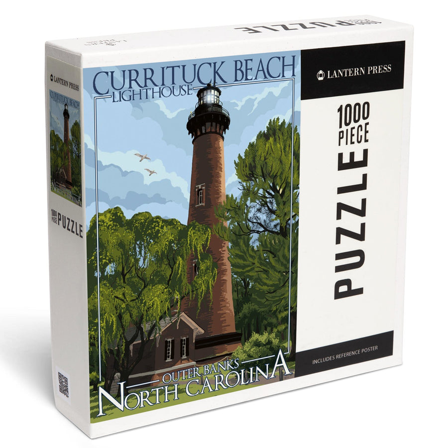Outer Banks, North Carolina, Currituck Beach Lighthouse Day Scene, Jigsaw Puzzle Puzzle Lantern Press