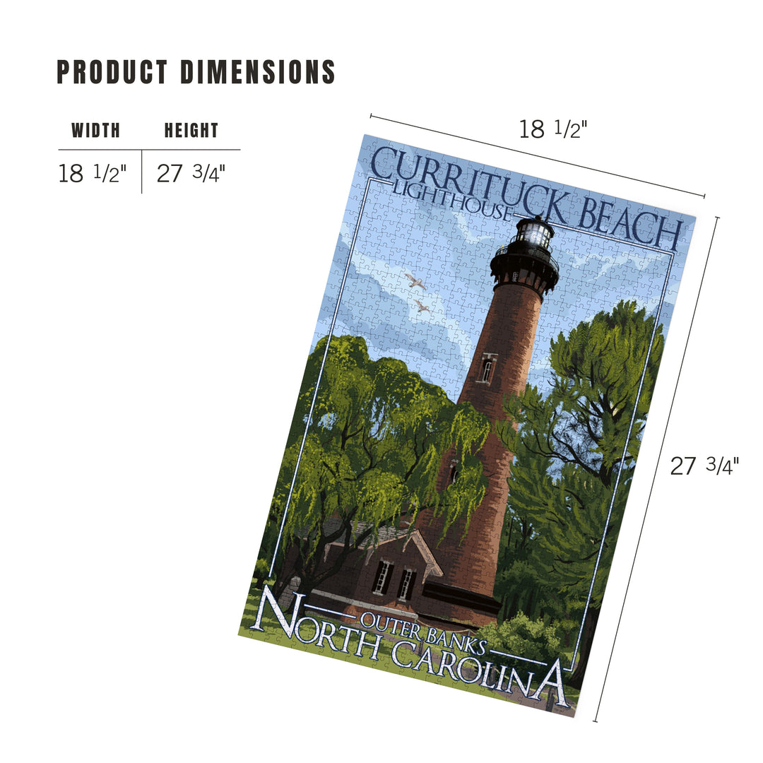 Outer Banks, North Carolina, Currituck Beach Lighthouse Day Scene, Jigsaw Puzzle Puzzle Lantern Press