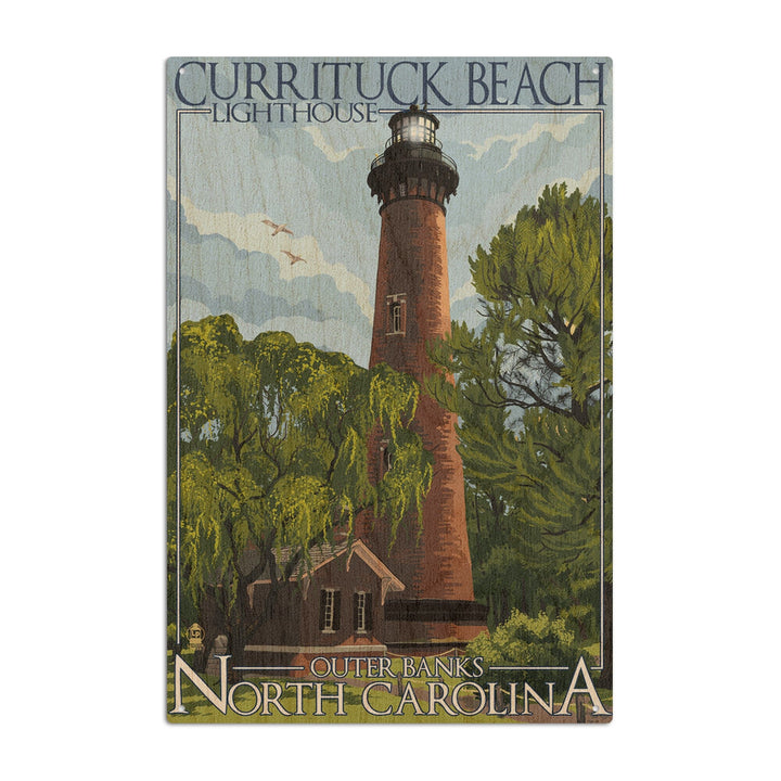 Outer Banks, North Carolina, Currituck Beach Lighthouse Day Scene, Lantern Press Artwork, Wood Signs and Postcards Wood Lantern Press 10 x 15 Wood Sign