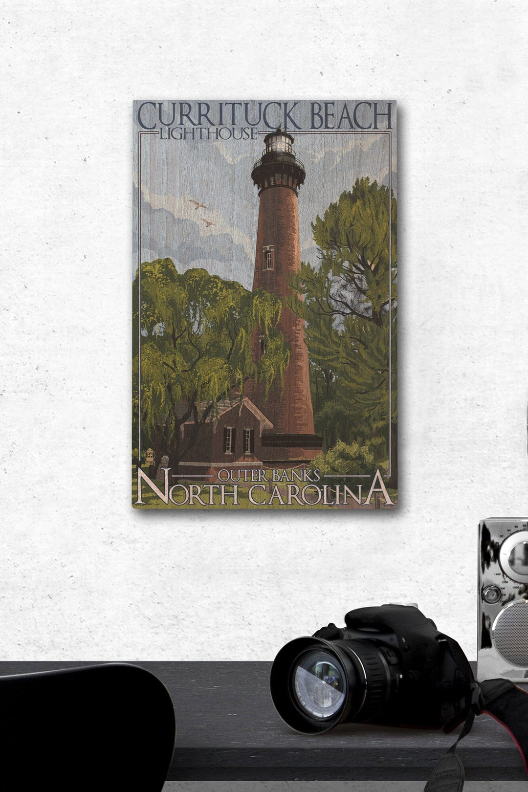 Outer Banks, North Carolina, Currituck Beach Lighthouse Day Scene, Lantern Press Artwork, Wood Signs and Postcards Wood Lantern Press 12 x 18 Wood Gallery Print