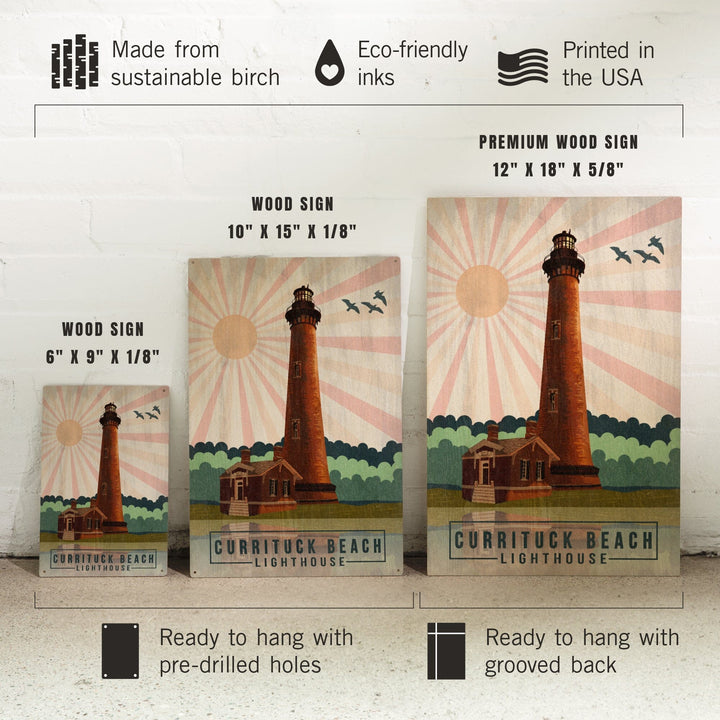 Outer Banks, North Carolina, Currituck Beach Lighthouse, Geometric Opacity, Lantern Press, Wood Signs and Postcards Wood Lantern Press