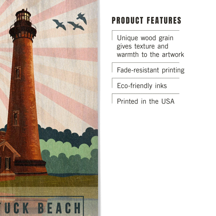 Outer Banks, North Carolina, Currituck Beach Lighthouse, Geometric Opacity, Lantern Press, Wood Signs and Postcards Wood Lantern Press